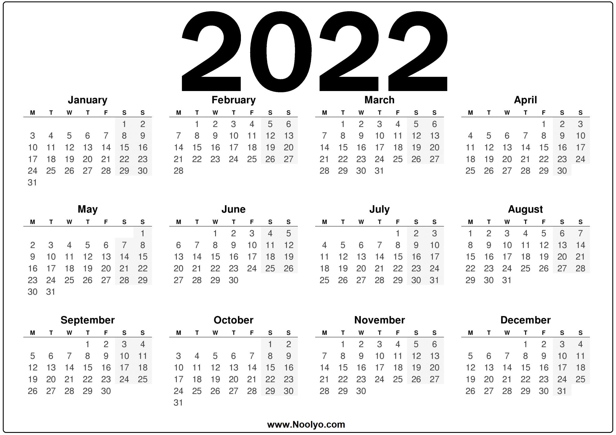 2022-calendar-uk-black-and-white-calendars-printable