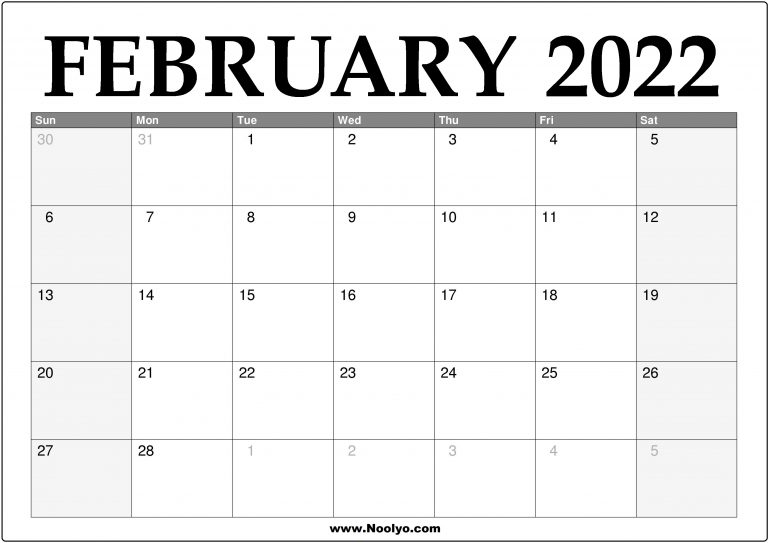 2022 February Calendar Printable Download Free Calendars Printable