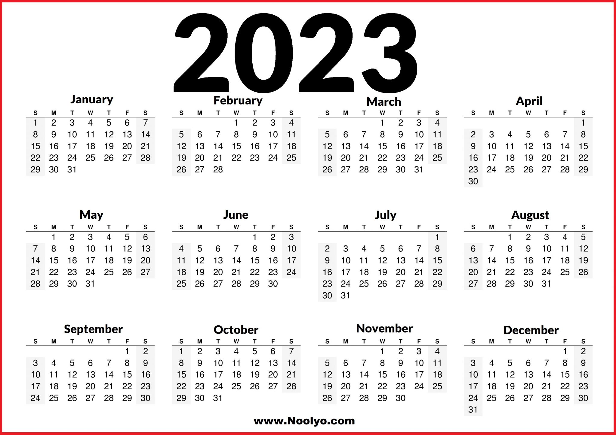 Printable 2023 US Calendar Free – Calendars Printable