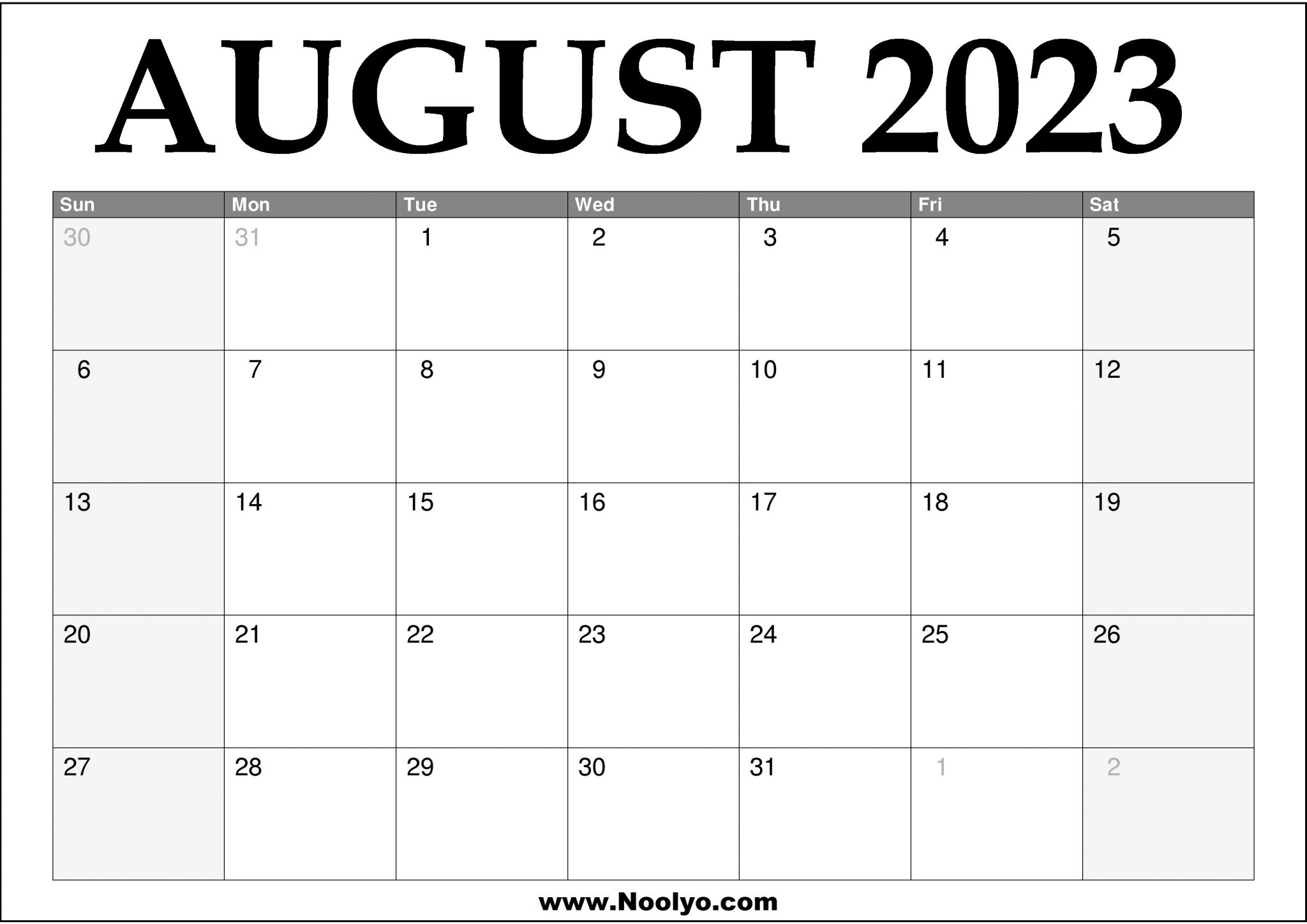 2023 August Printable Calendar – Calendars Printable