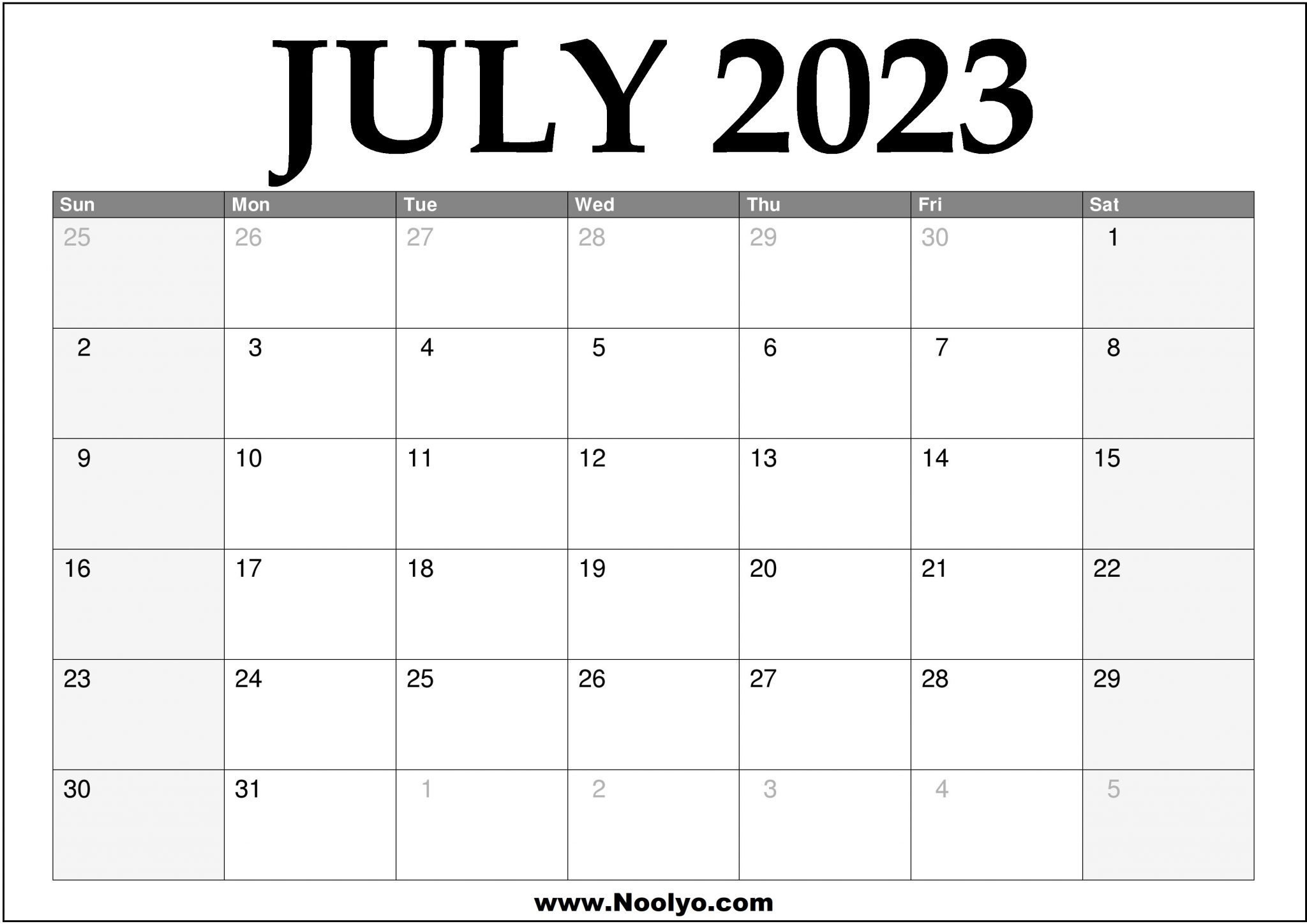 Download Printable July 2023 Calendars July 2023 Print Out Calendar July 2023 Calendar