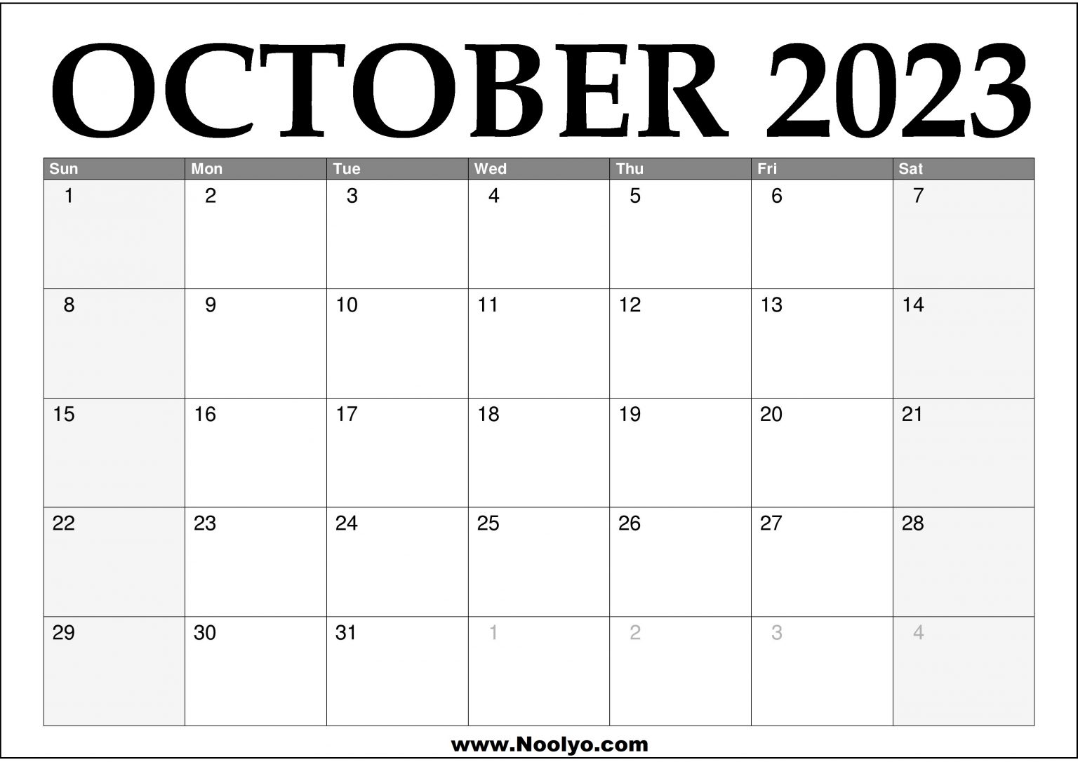 2023 October Printable Calendar – Calendars Printable